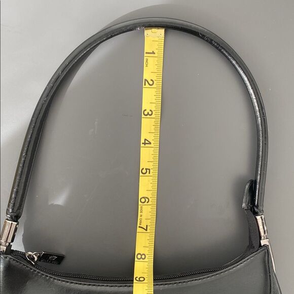 Daniela Moda Black Leather Hand / Shoulder Bag Small Y2K Preppy Classic Minimal - Picture 13 of 15